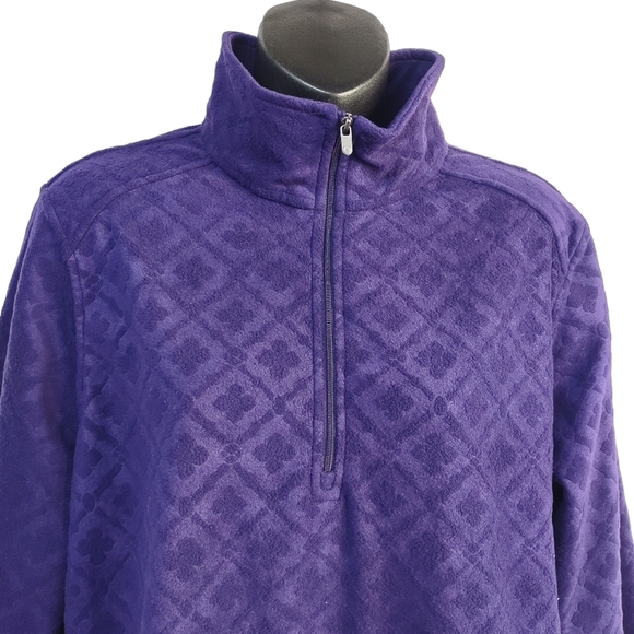 Lands' End Women's Purple Fleece Pullover 1/4 Zipper Sweatshirt Size L - Picture 3 of 7